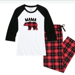 Nap Chat: Plaid Bear MAMA Pajama Set PLAID